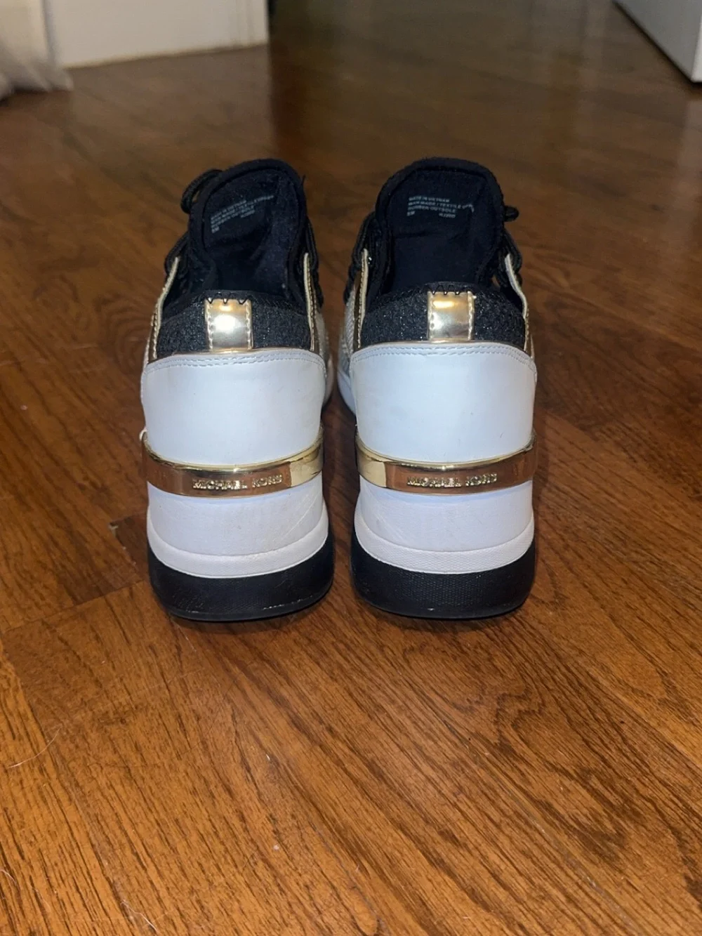Women’s Michael Kors Black & Gold Lace-Up Sneakers